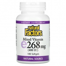 Витамины Natural Factors Mixed vitamin E 268 mg 60 капсул