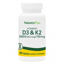 Витамины Natures Plus Vitamin D3+K2 2500 IU 90 таблеток